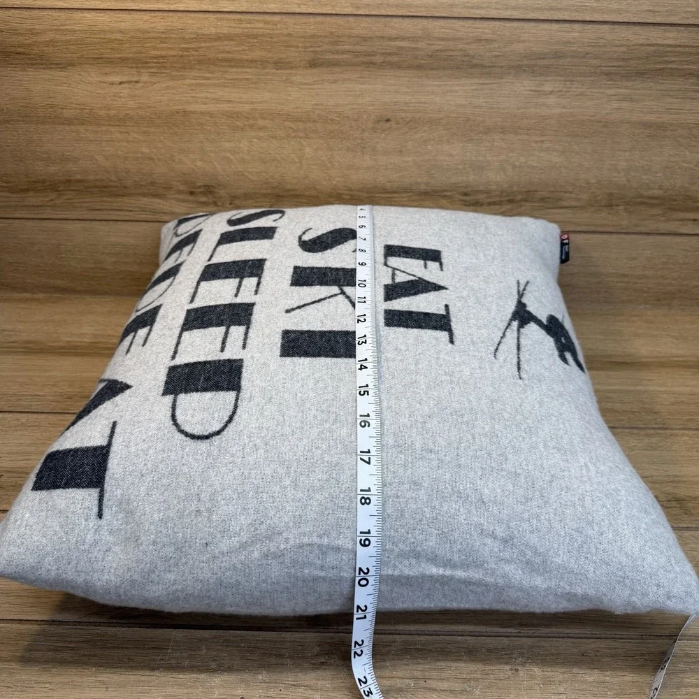 David Fussenegger Gray Soft Pillow Alpine Chalet Eat Sleep Ski Repeat Winter New